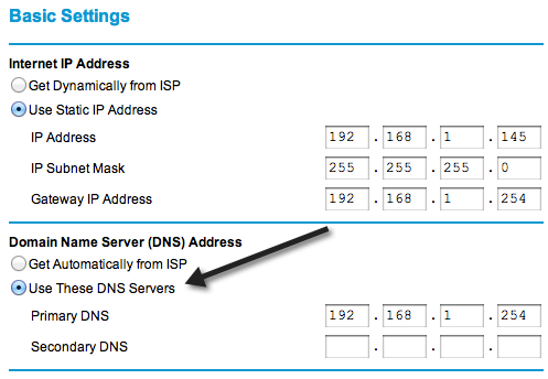 paramètres DNS
