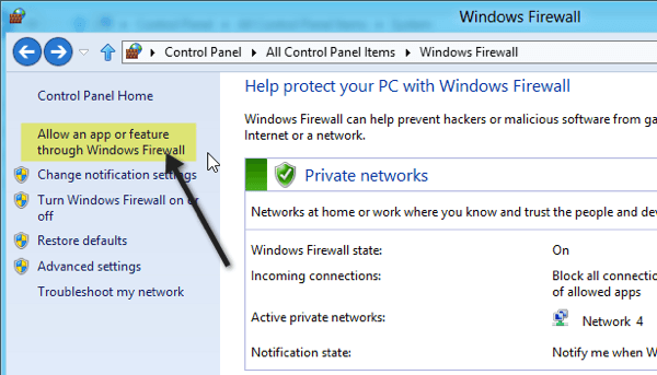 Windows 8 pare-feu