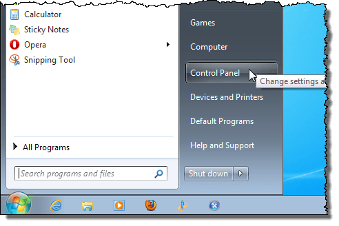 Ouverture du Panneau de configuration dans Windows 7