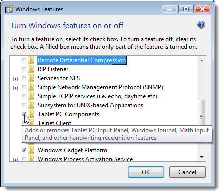 Affichage d'une description d'une fonctionnalité dans Windows 7