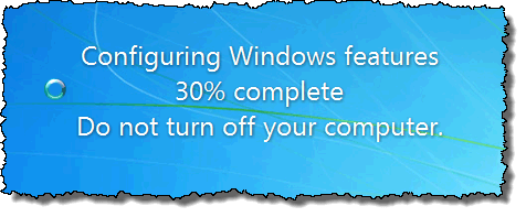 Configuration du message de fonctionnalités Windows