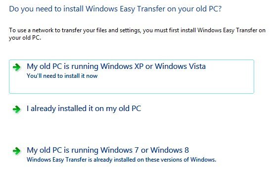 Windows 7 transfert