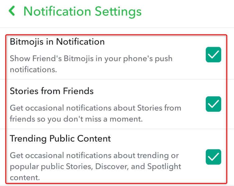 Comment désactiver les notifications sélectives dans votre application Snapchat image