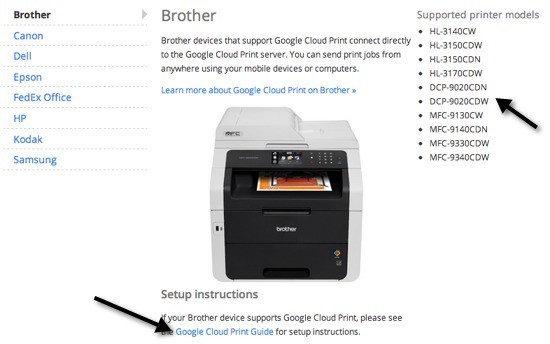 Imprimantes compatibles Cloud