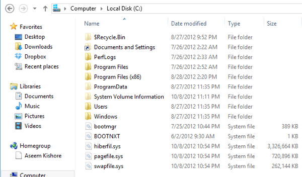Windows 8 fichier d'échange