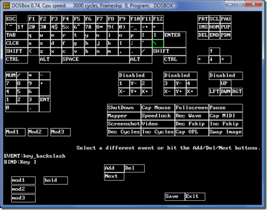 DOSBox Keyboard Map